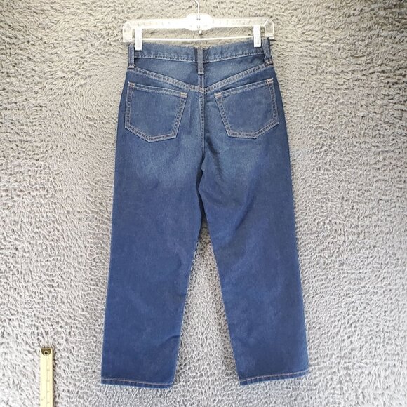 Old Navy Jeans Womens 10 Blue High-Rise Slouchy Straight Cropped Denim - Picture 10 of 11